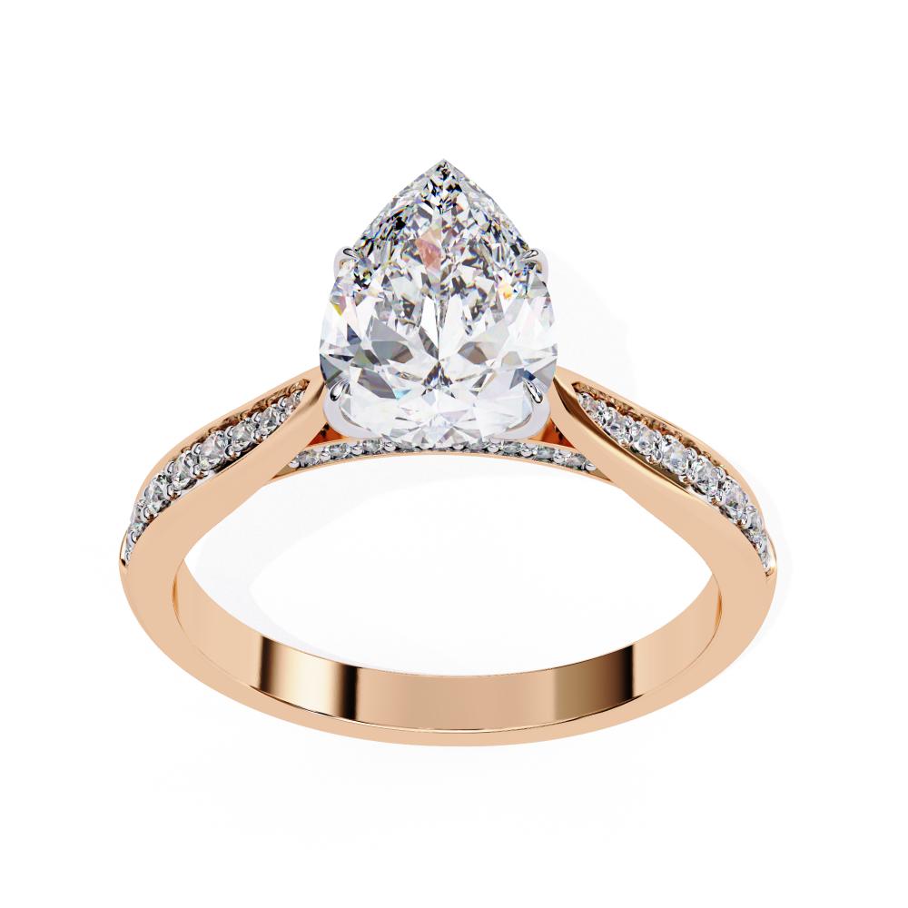 Pear Hidden Accent With Pointer Band Engagement Ring