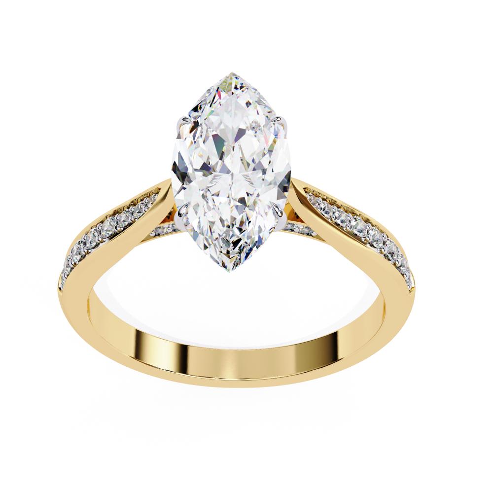 Marquise Hidden Accent with Pointer Band Engagement Ring