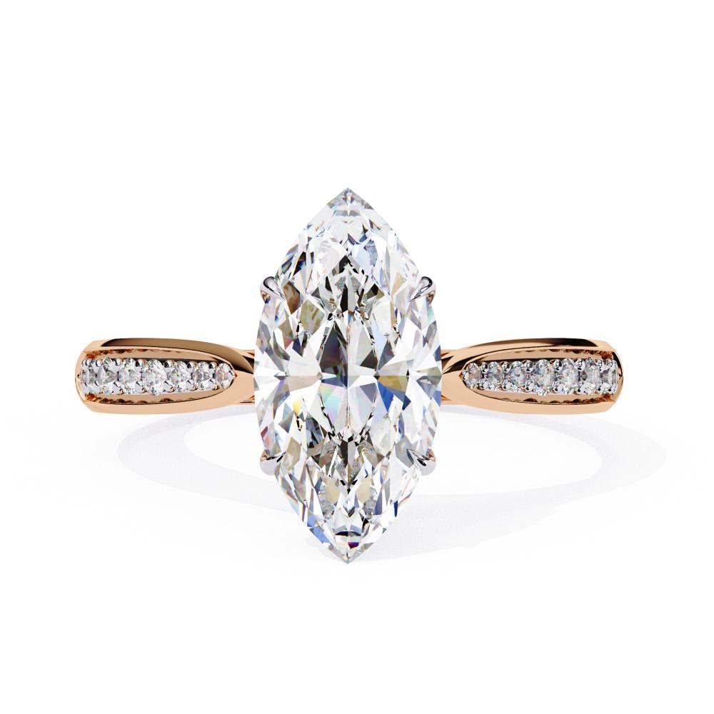 Marquise Hidden Accent with Pointer Band Engagement Ring