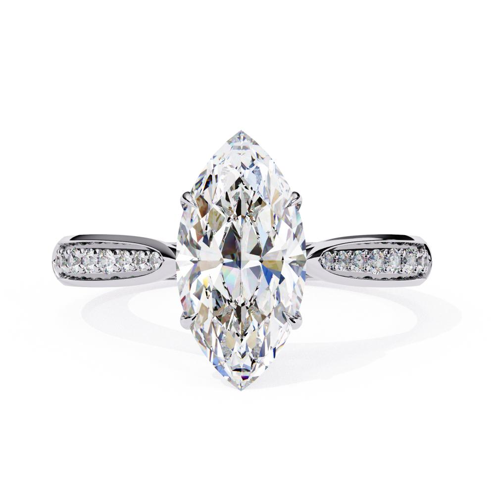 Marquise Hidden Accent with Pointer Band Engagement Ring