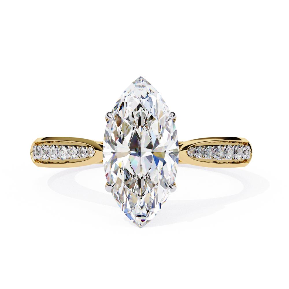 Marquise Hidden Accent with Pointer Band Engagement Ring