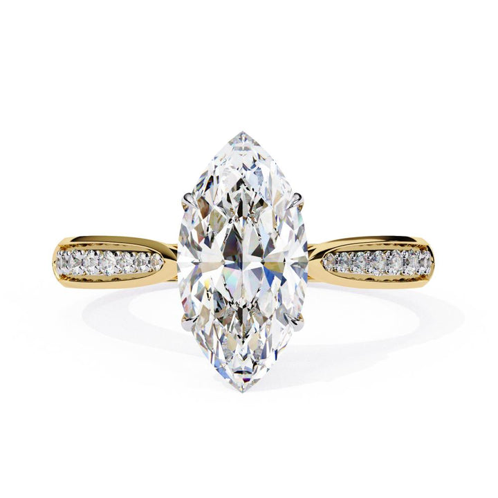 Marquise Hidden Accent with Pointer Band Engagement Ring