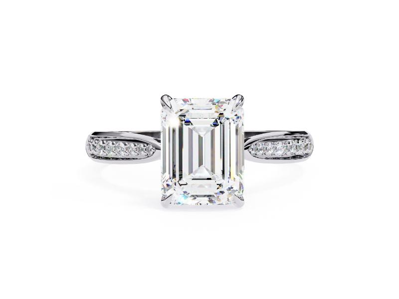 Emerald Hidden Accent with Pointer Band Engagement Ring