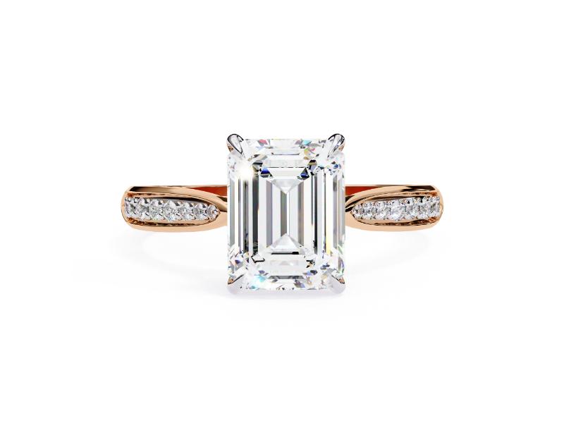 Emerald Hidden Accent with Pointer Band Engagement Ring