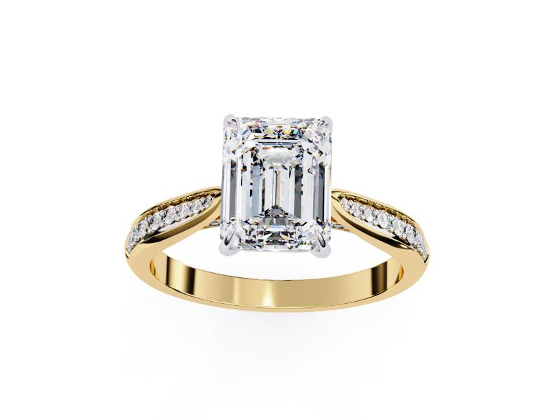 Emerald Hidden Accent with Pointer Band Engagement Ring