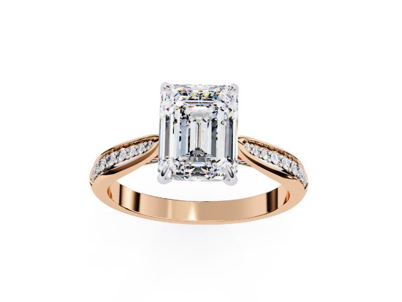 Emerald Hidden Accent with Pointer Band Engagement Ring