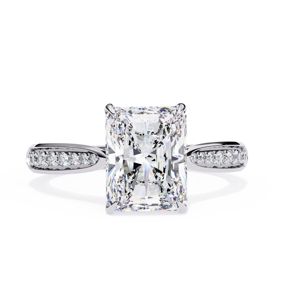 Radiant Hidden Accent with Pointer Band Engagement Ring