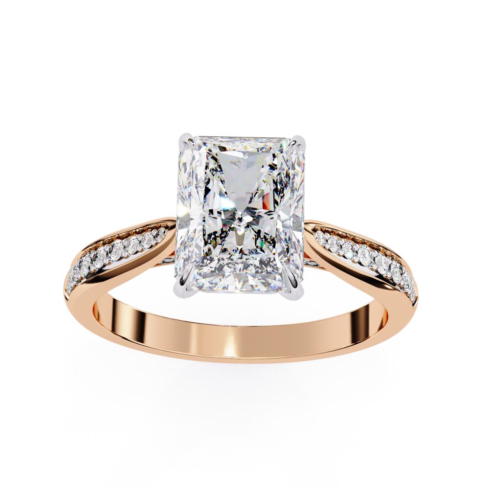 Radiant Hidden Accent with Pointer Band Engagement Ring