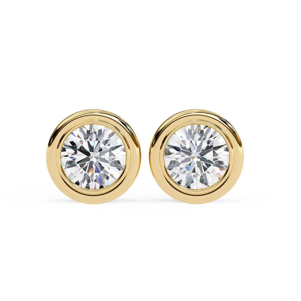 Round Bezel Set Solitaire Stud Earrings