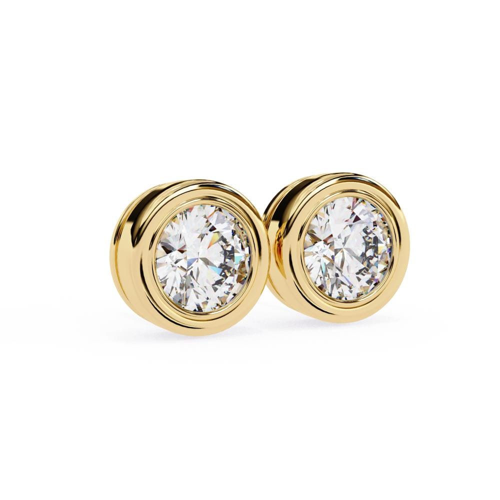 Round Bezel Set Solitaire Stud Earrings