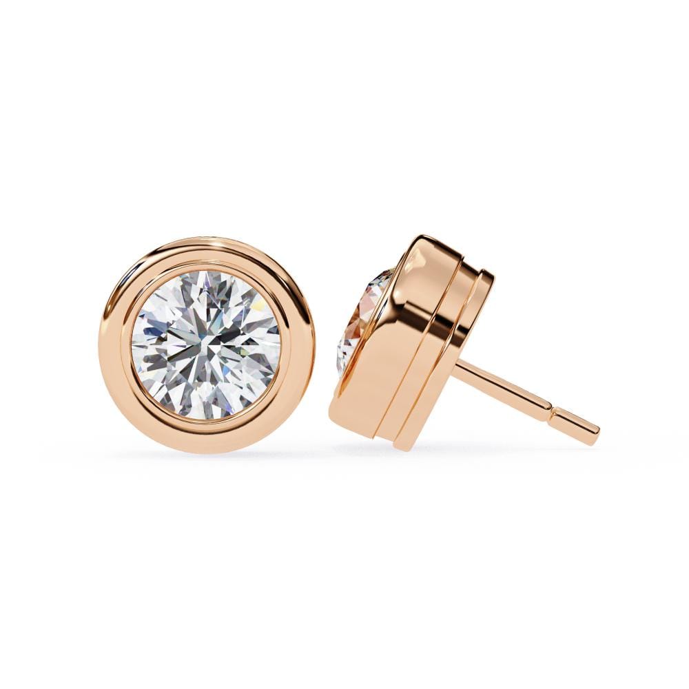 Round Bezel Set Solitaire Stud Earrings