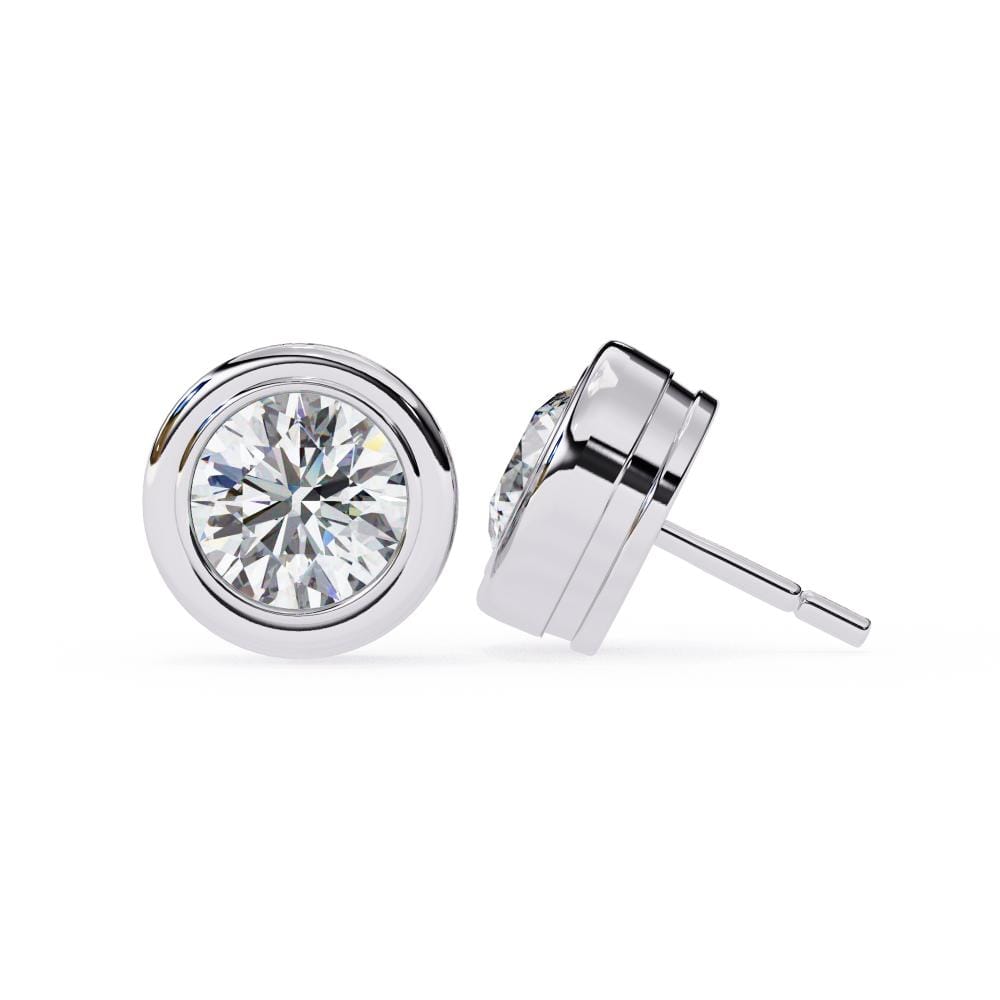 Round Bezel Set Solitaire Stud Earrings