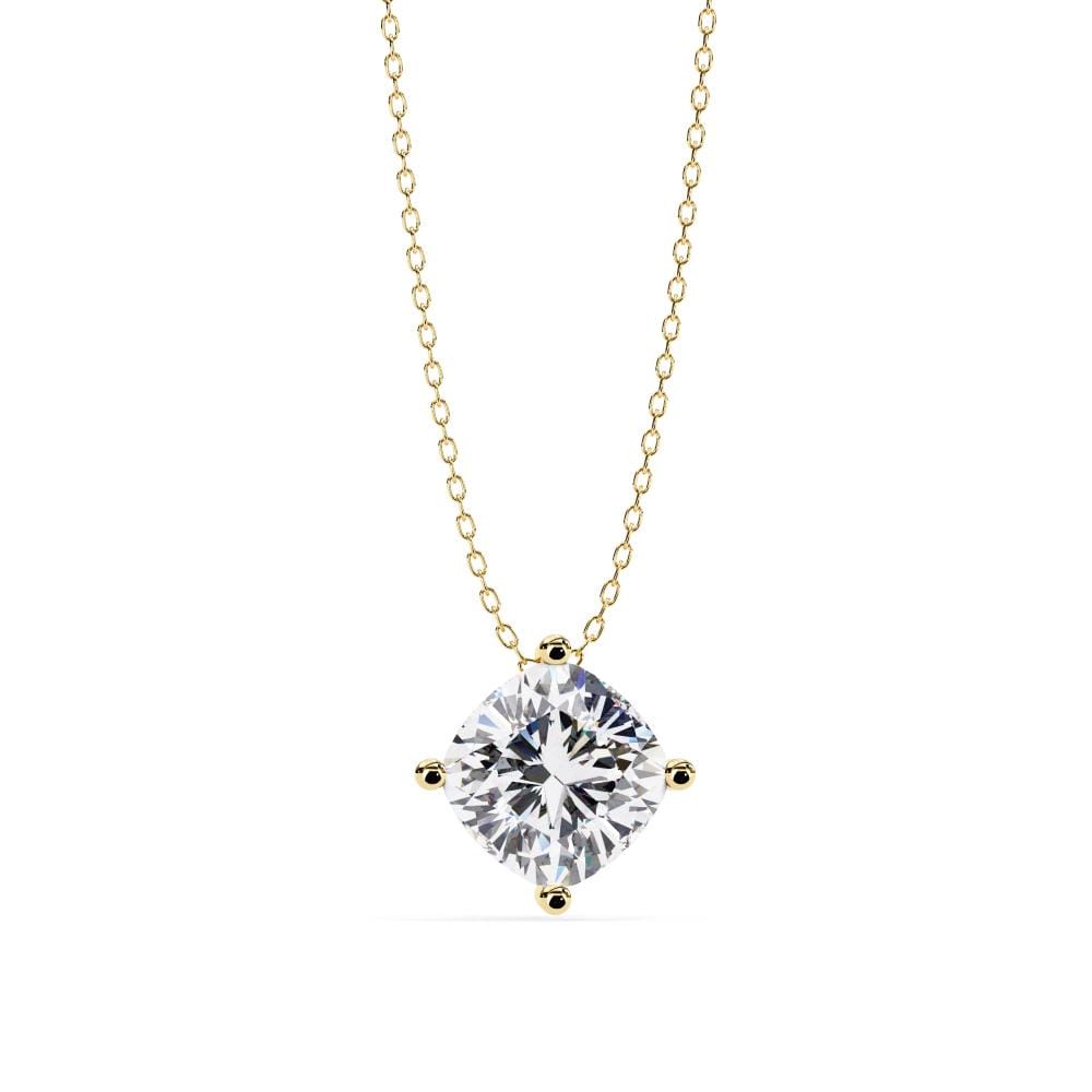 Cushion Solitaire Pendant with Chain
