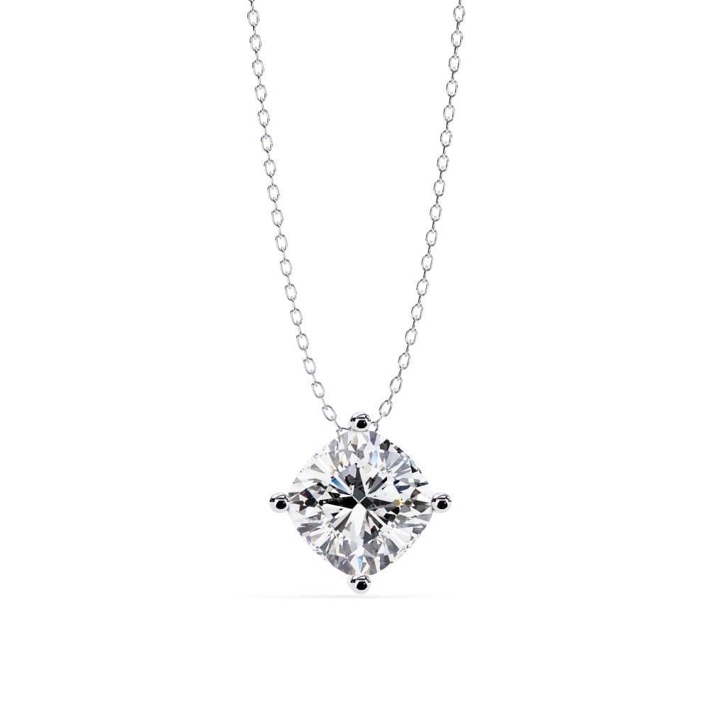 Cushion Solitaire Pendant with Chain