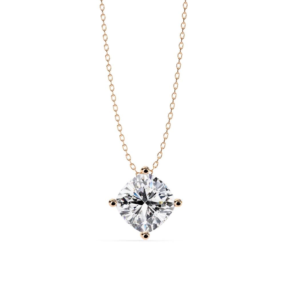 Cushion Solitaire Pendant with Chain