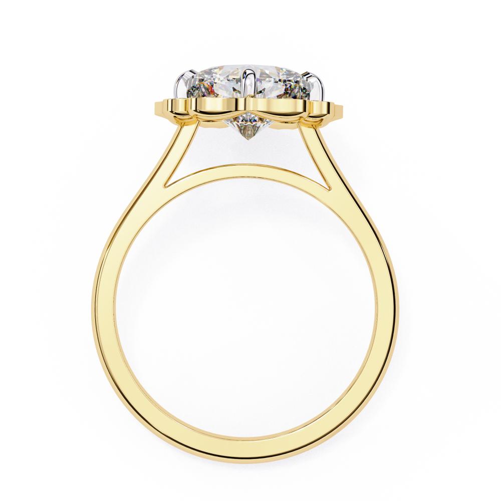 Cushion Vintage Floral Halo Engagement Ring