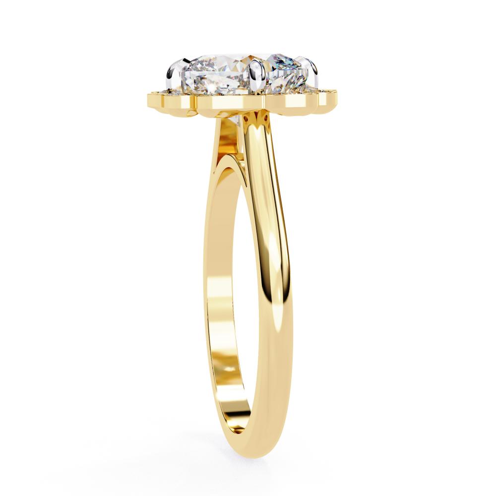 Cushion Vintage Floral Halo Engagement Ring