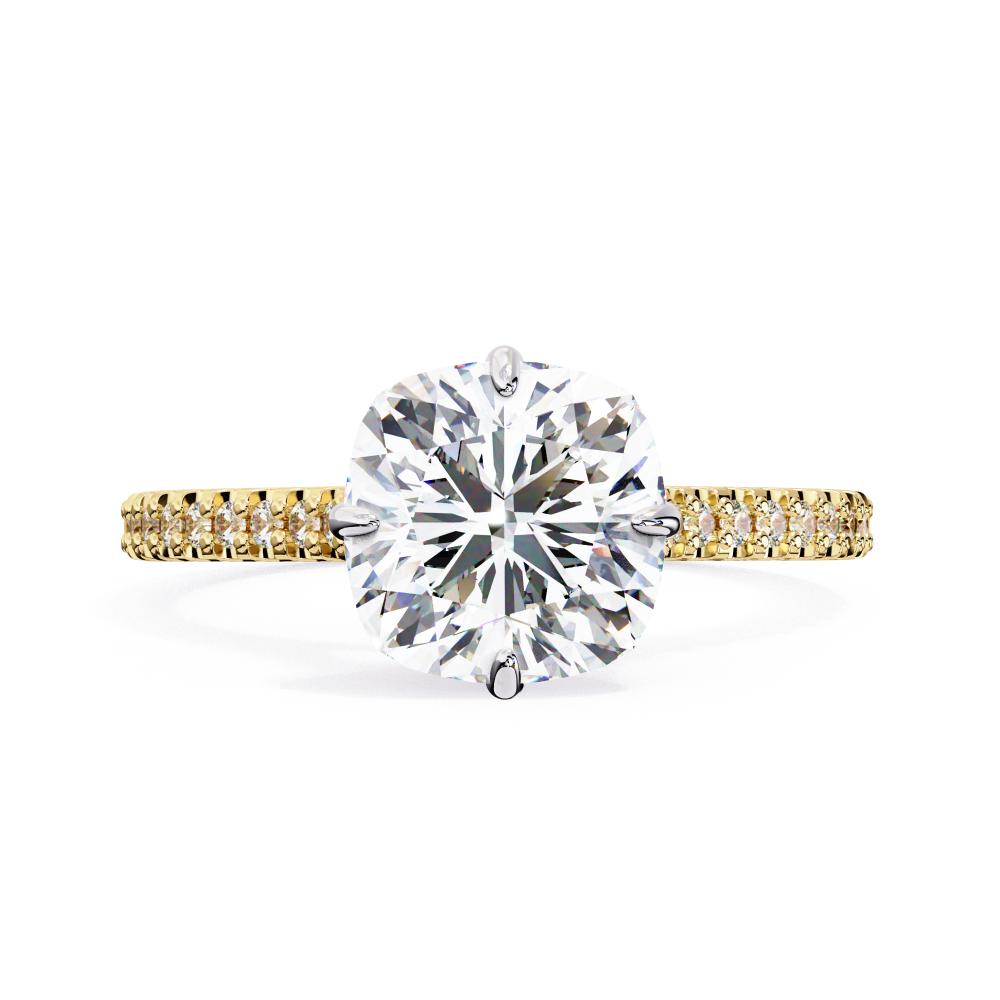 Cushion Hidden Halo with Cathedral Engagement Ring