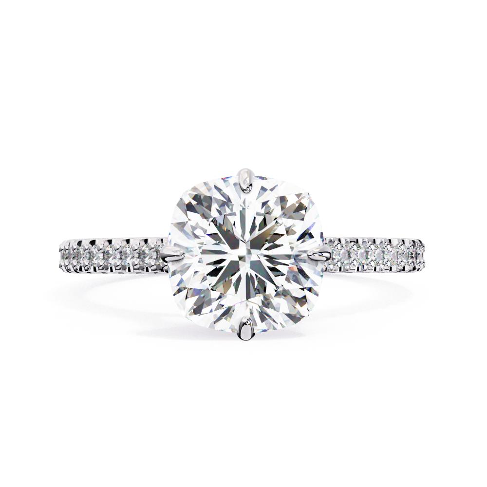Cushion Cathedral Hidden Halo Engagement Ring