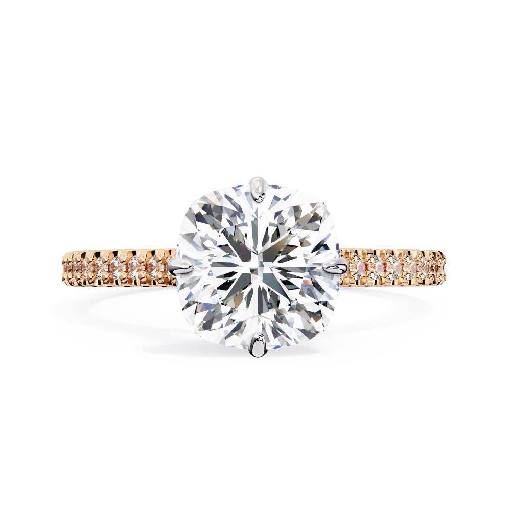 Cushion Cathedral Hidden Halo Engagement Ring