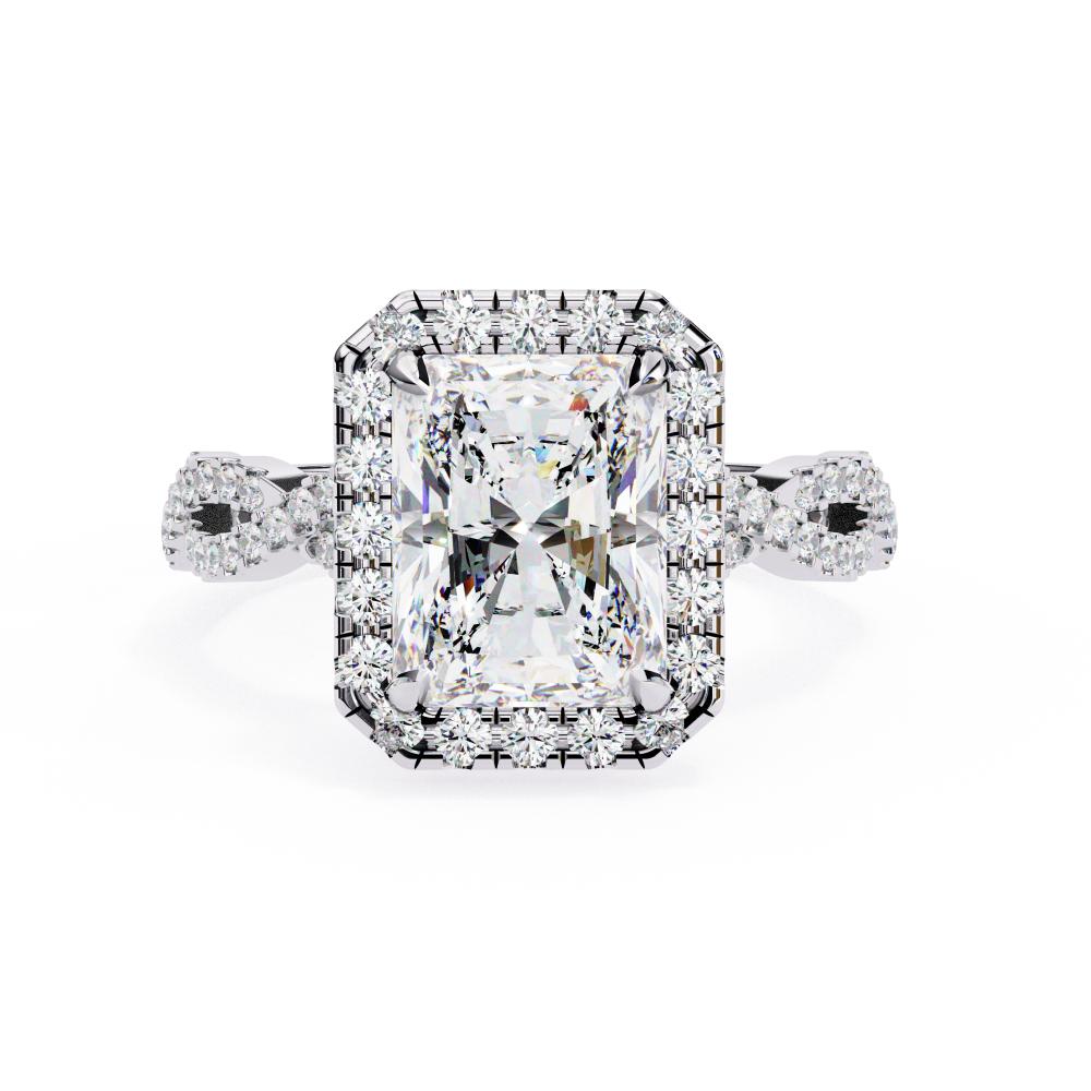 Radiant Halo with Twisted Shank Engagement Ring