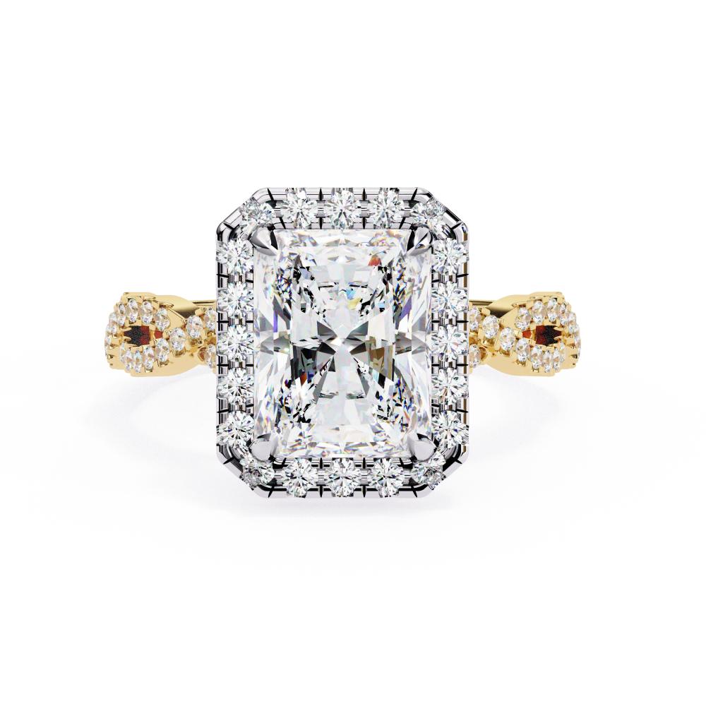 Radiant Halo with Twisted Shank Engagement Ring