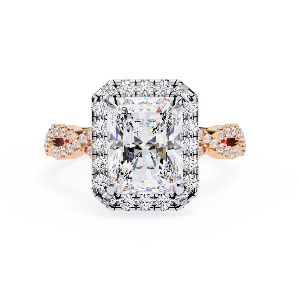 Radiant Halo with Twisted Shank Engagement Ring