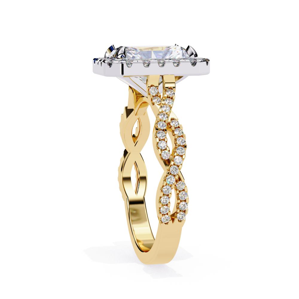 Radiant Halo with Twisted Shank Engagement Ring