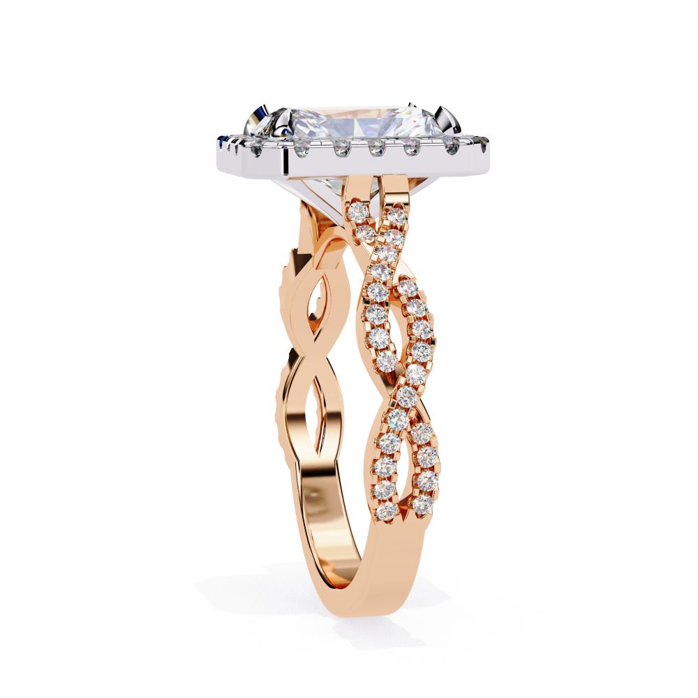 Radiant Halo with Twisted Shank Engagement Ring