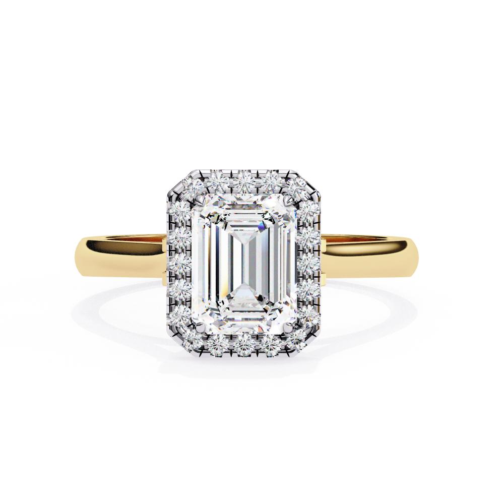 Emerald Halo with Lotus Prong Engagement Ring