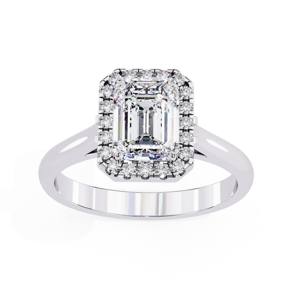 Emerald Halo with Lotus Prong Engagement Ring