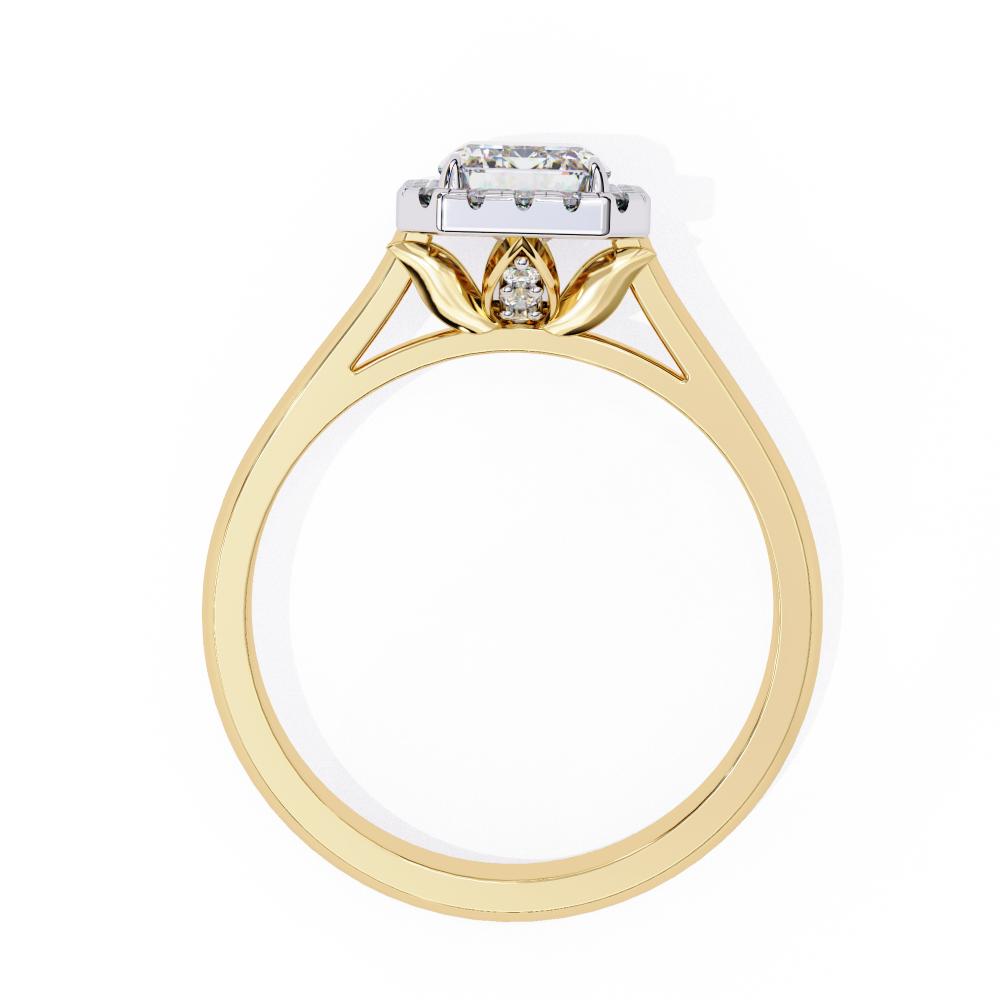 Radiant Halo with Lotus Prong Engagement Ring