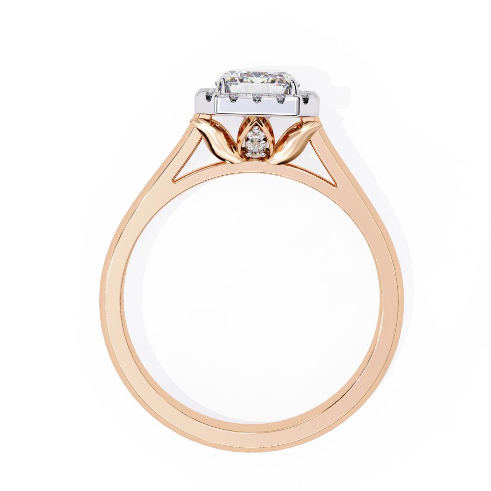 Radiant Halo with Lotus Prong Engagement Ring