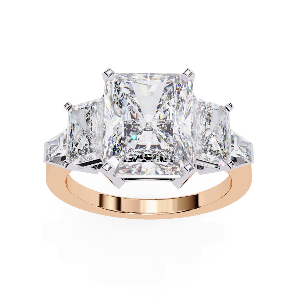 Radiant Three Stone with Euro Shank Engagement Ring