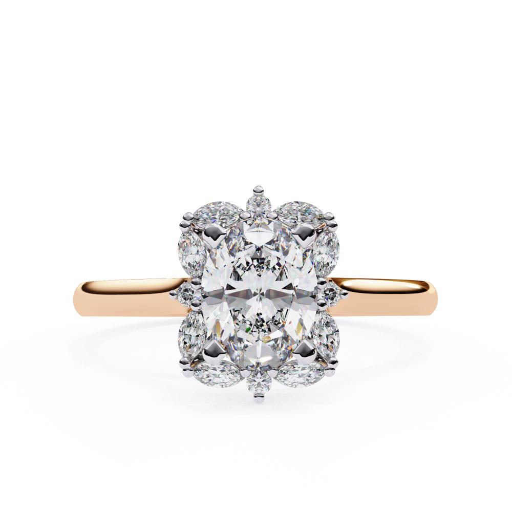 Oval with Fancy Halo Engagement Ring