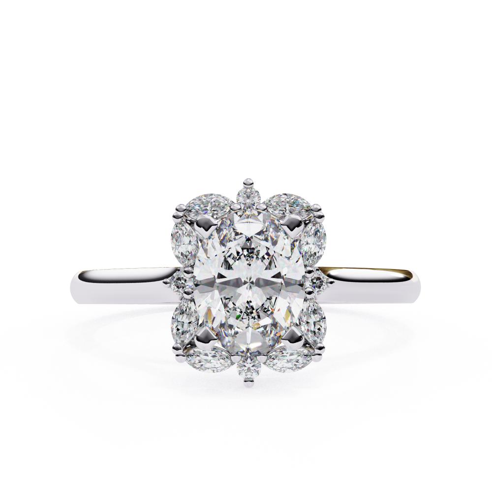 Oval with Fancy Halo Engagement Ring