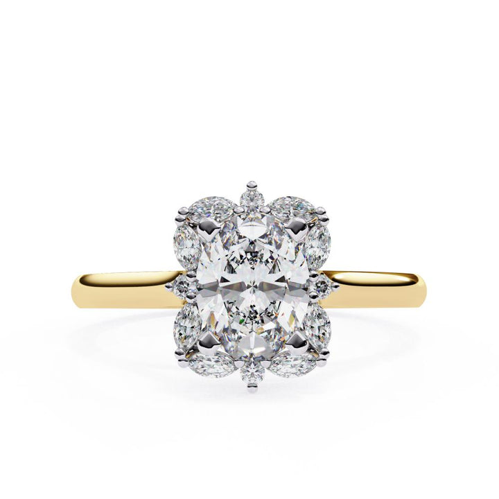 Oval with Unique Halo Engagement Ring