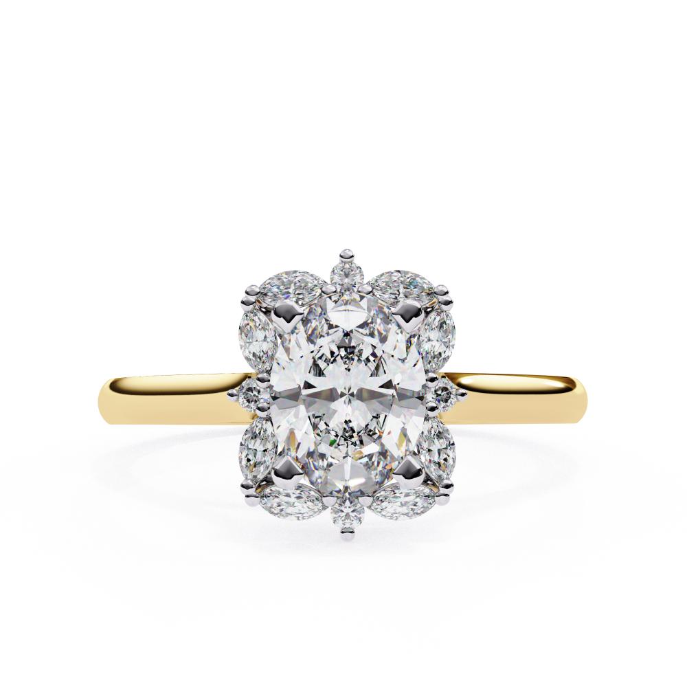 Oval Diamond with Marquise Side Stones