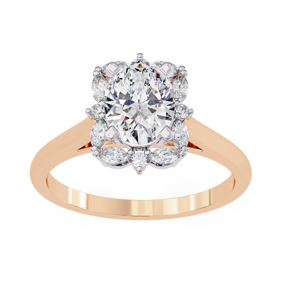 Oval with Fancy Halo Engagement Ring