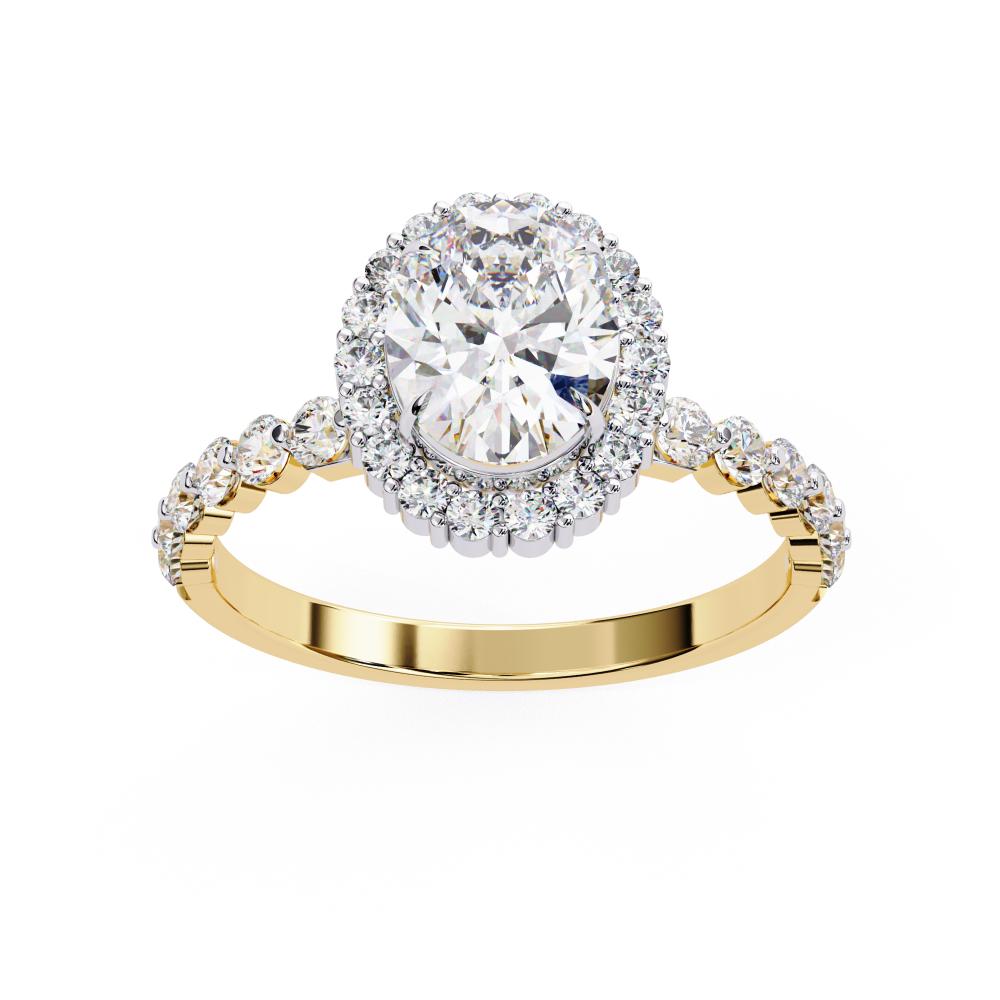 Oval Halo with Shared Prong Band Engagement Ring