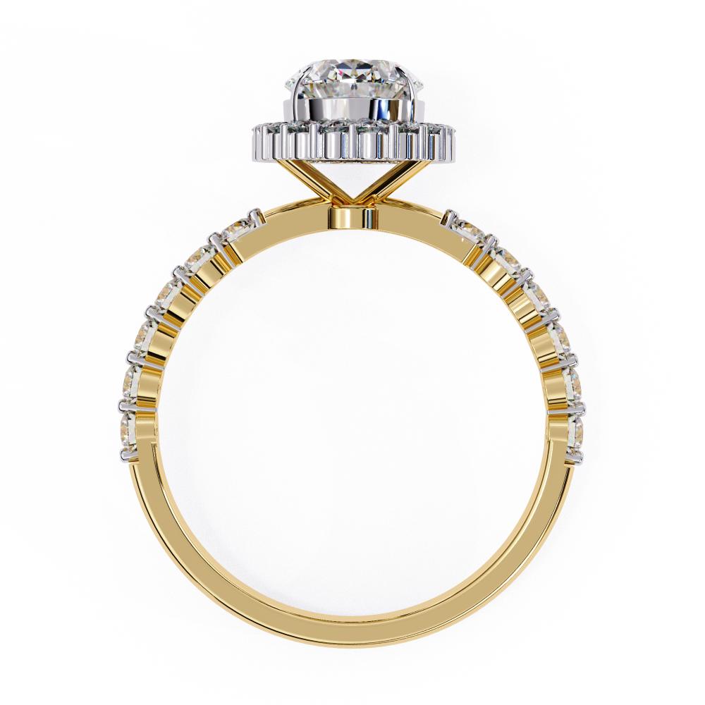 Oval Halo with Shared Prong Band Engagement Ring