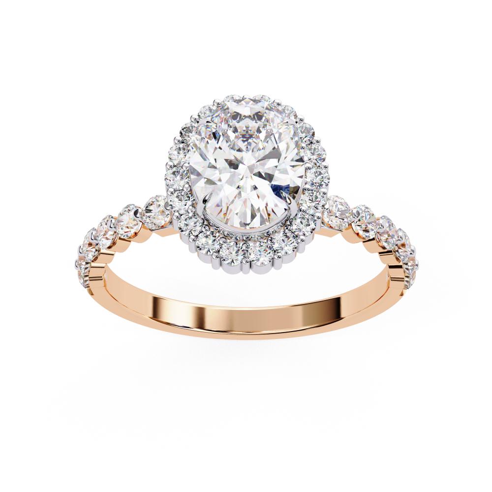 Oval Halo with Shared Prong Band Engagement Ring