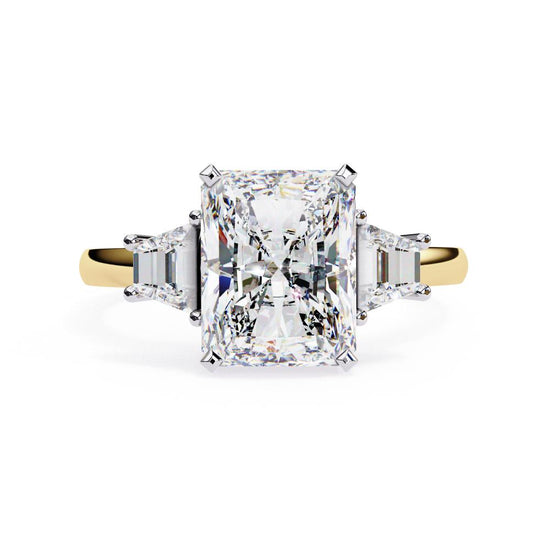 Radiant With Tapered Baguette Three Stone Engagement Ring