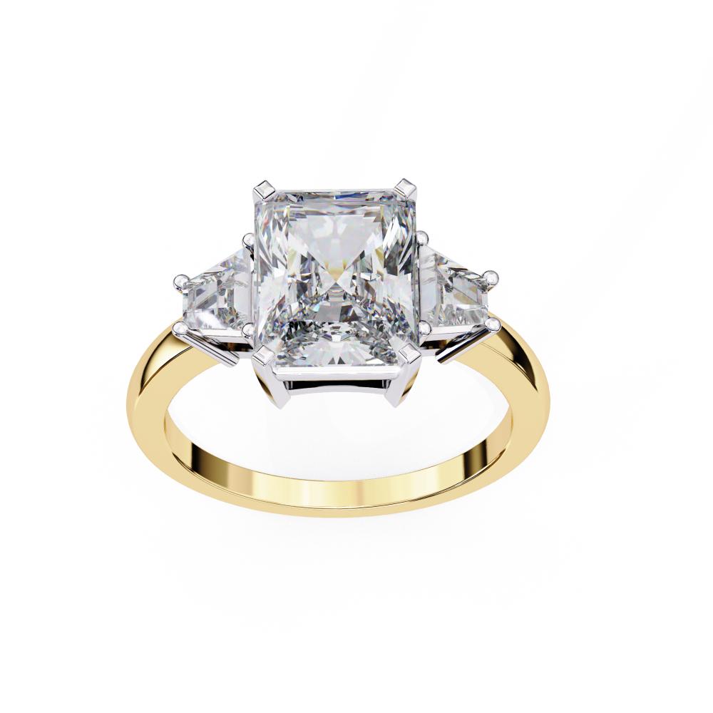 Radiant with Tapered Baguette Three Stone Engagement Ring
