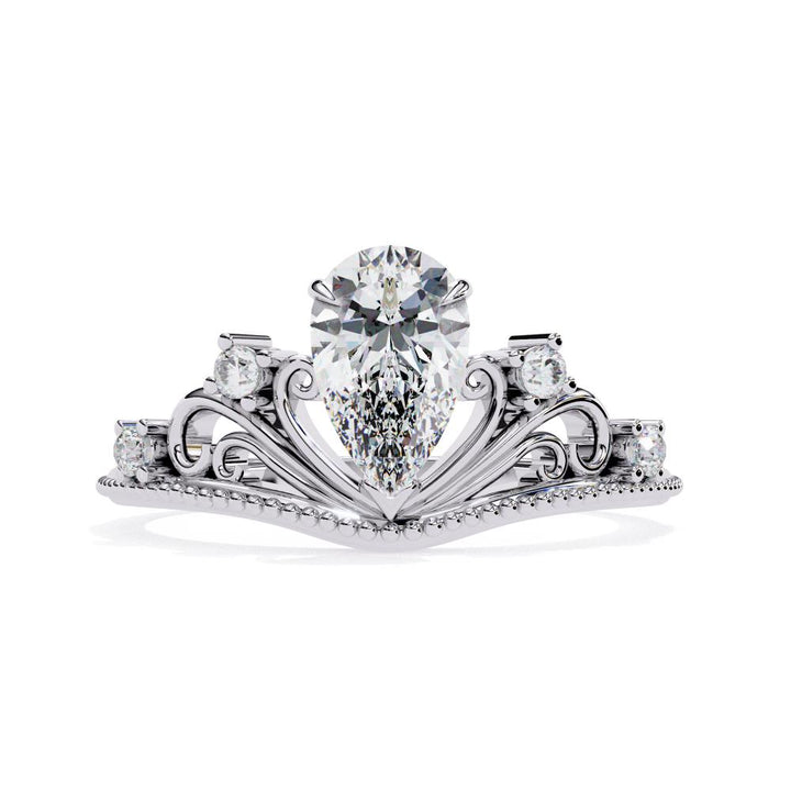 Pear Crown Inspired Chevon Shaped Engagement Ring