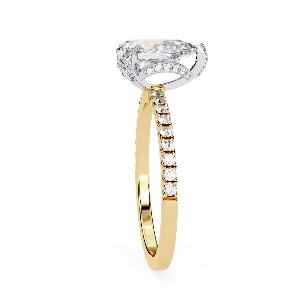 Pear Unique Hidden Halo with Pave Engagement Ring