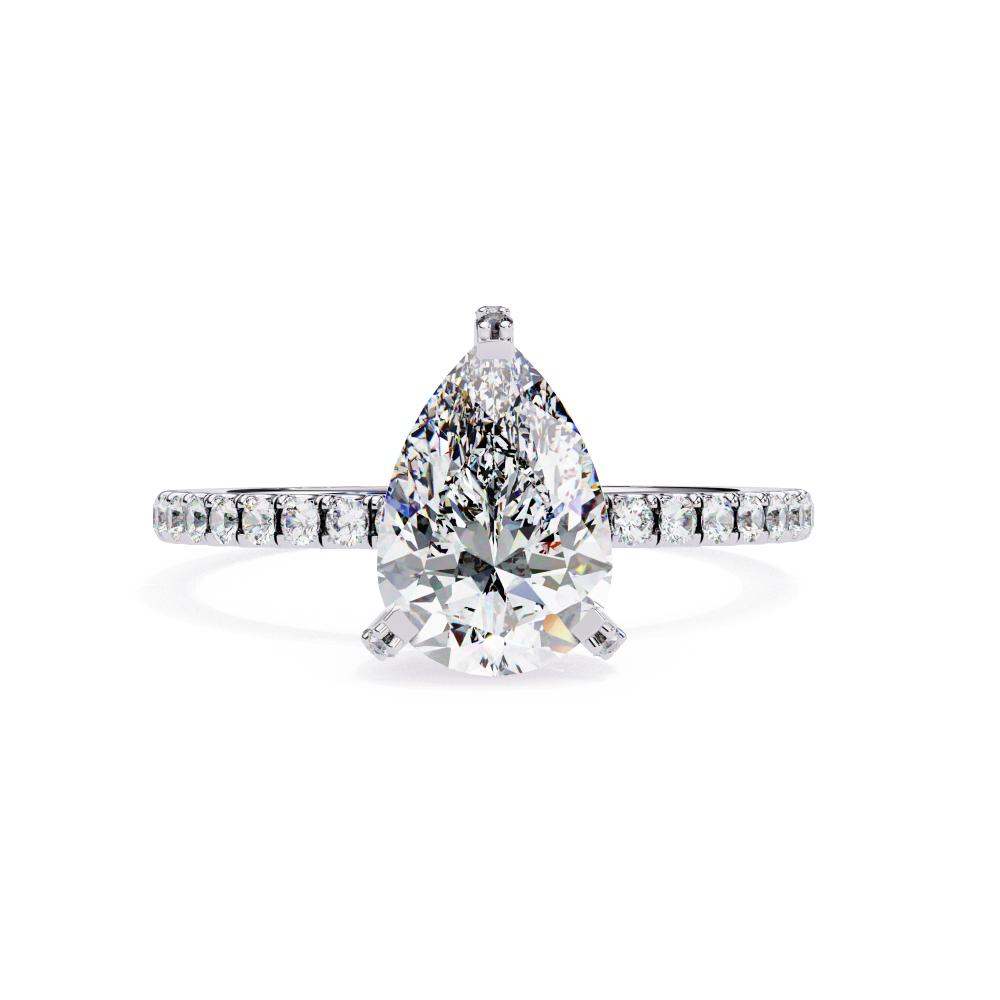 Pear Unique Hidden Halo with Pave Engagement Ring