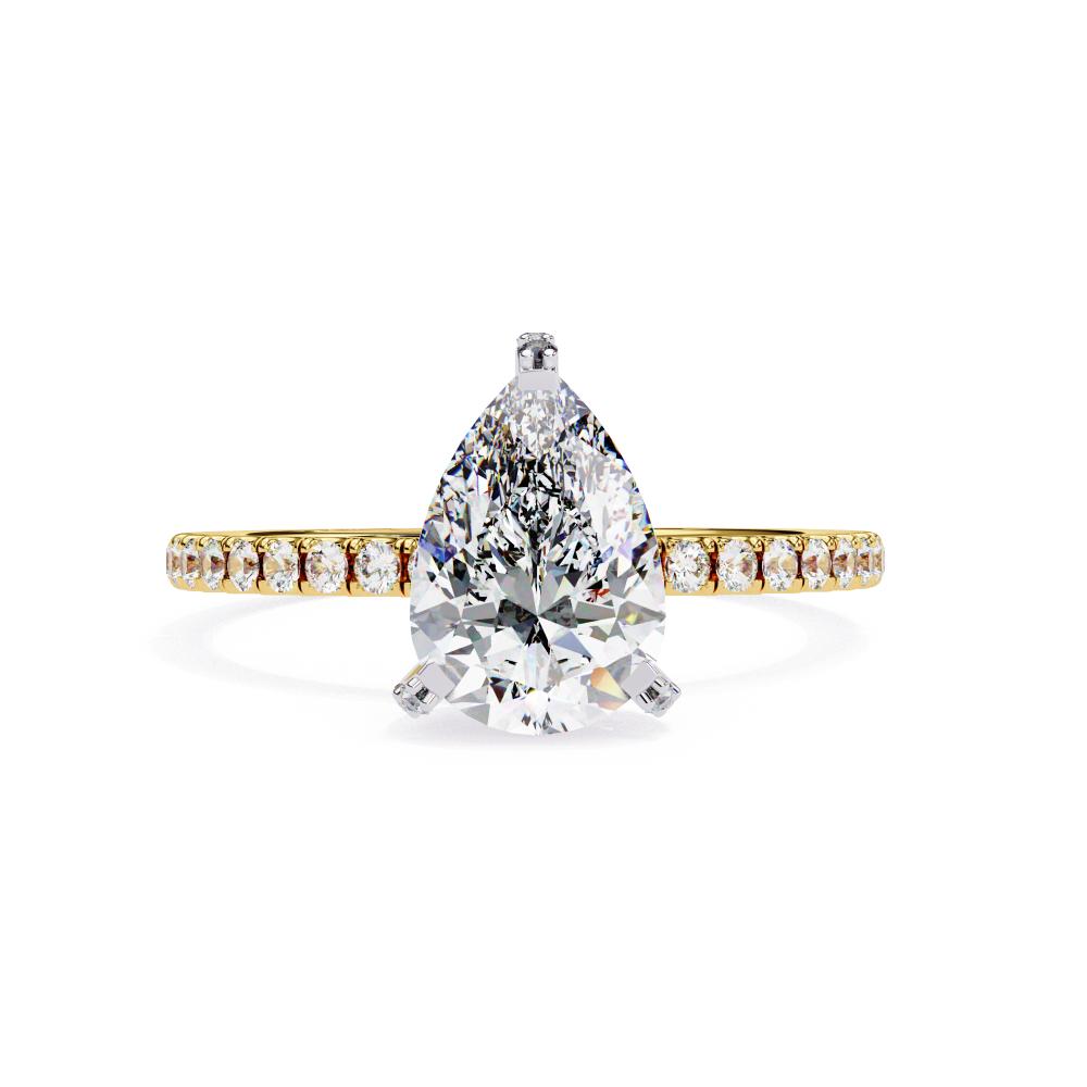Pear Unique Hidden Halo with Pave Engagement Ring