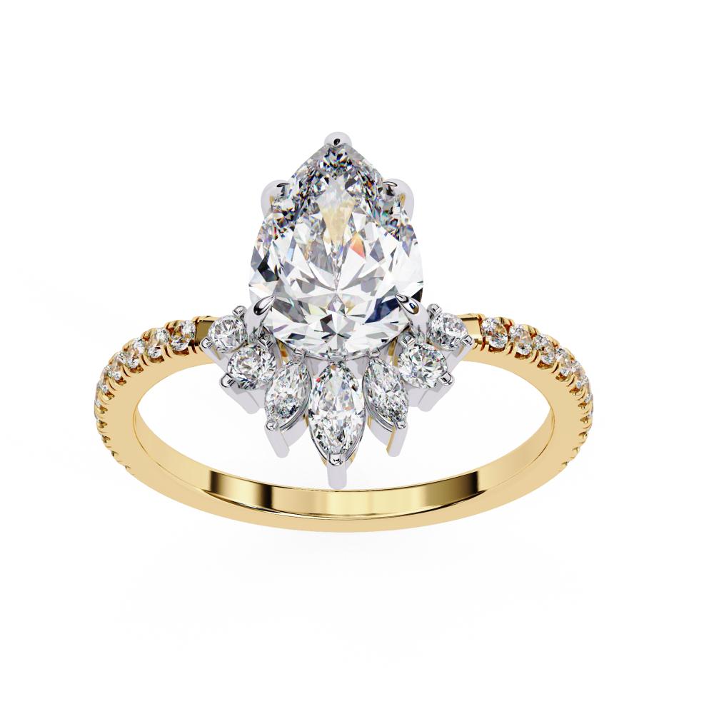 Pear Vintage Style with French Pave Engagement Ring