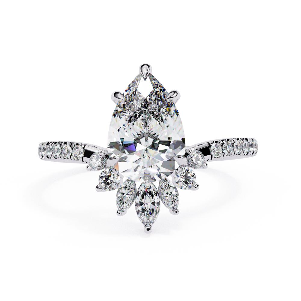 Pear Vintage Style with French Pave Engagement Ring